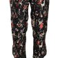 Dolce & Gabbana Elegant Black Silk Lounge Pants with Red Print