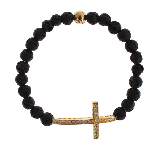 Elegant Gold & Black Lava Stone Bracelet - SEHABRANDS