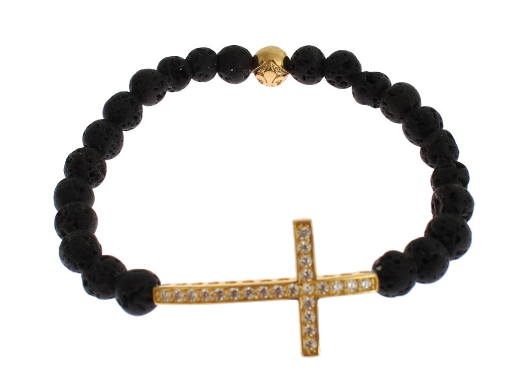 Elegant Gold & Black Lava Stone Bracelet - SEHABRANDS