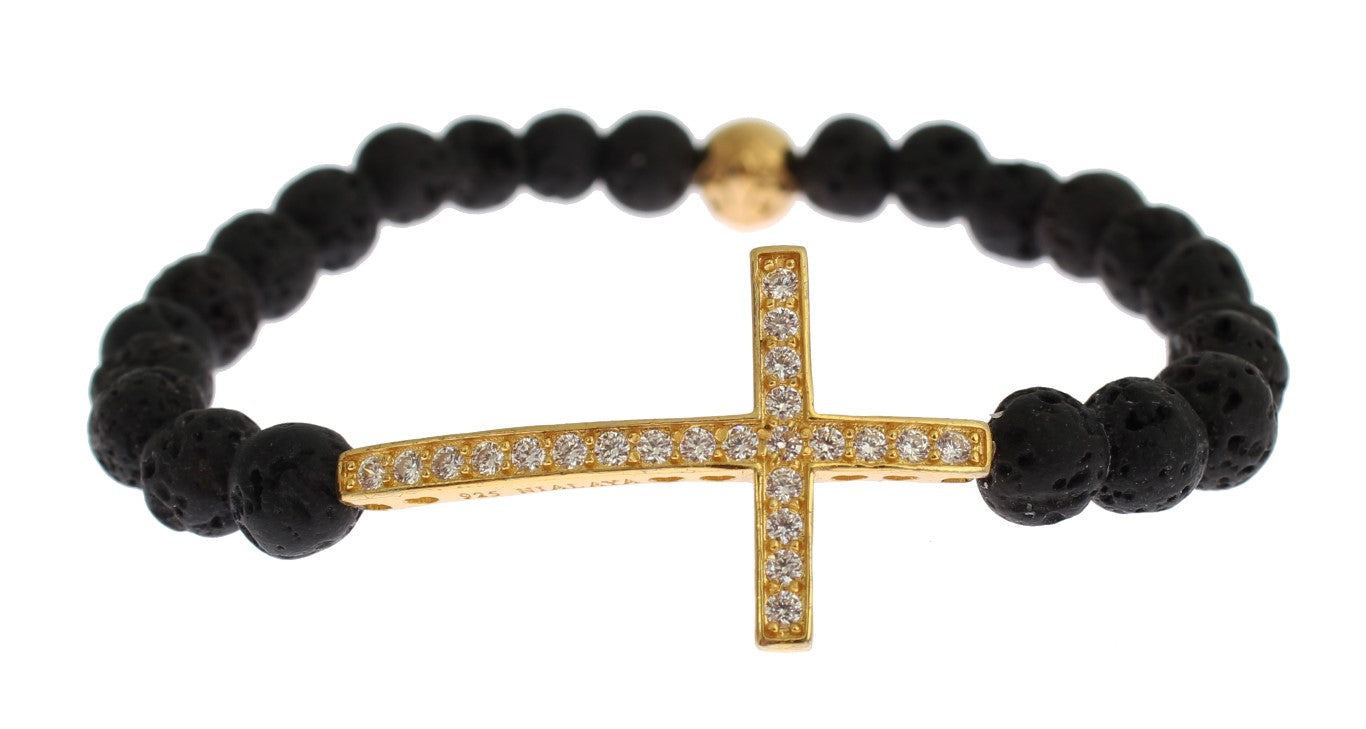 Elegant Gold & Black Lava Stone Bracelet - SEHABRANDS