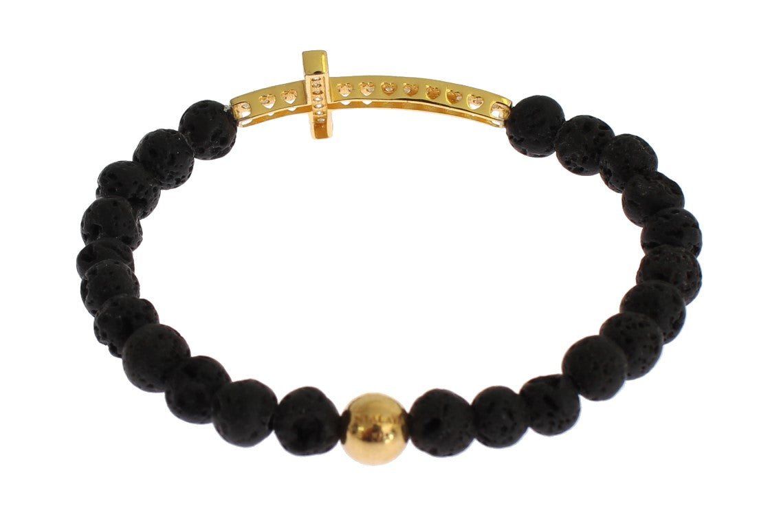 Elegant Gold & Black Lava Stone Bracelet - SEHABRANDS