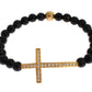 Gold Plated Sterling Bracelet with CZ Diamond Cross - SEHABRANDS