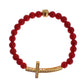 Elegant Gold and Red Coral Beaded Bracelet - SEHABRANDS