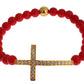 Elegant Gold and Red Coral Beaded Bracelet - SEHABRANDS