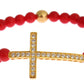 Elegant Gold and Red Coral Beaded Bracelet - SEHABRANDS