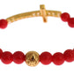 Elegant Gold and Red Coral Beaded Bracelet - SEHABRANDS