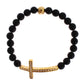 Chic Matte Onyx Bead & CZ Diamond Cross Bracelet - SEHABRANDS