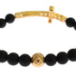 Chic Matte Onyx Bead & CZ Diamond Cross Bracelet - SEHABRANDS