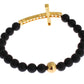 Chic Matte Onyx Bead & CZ Diamond Cross Bracelet - SEHABRANDS