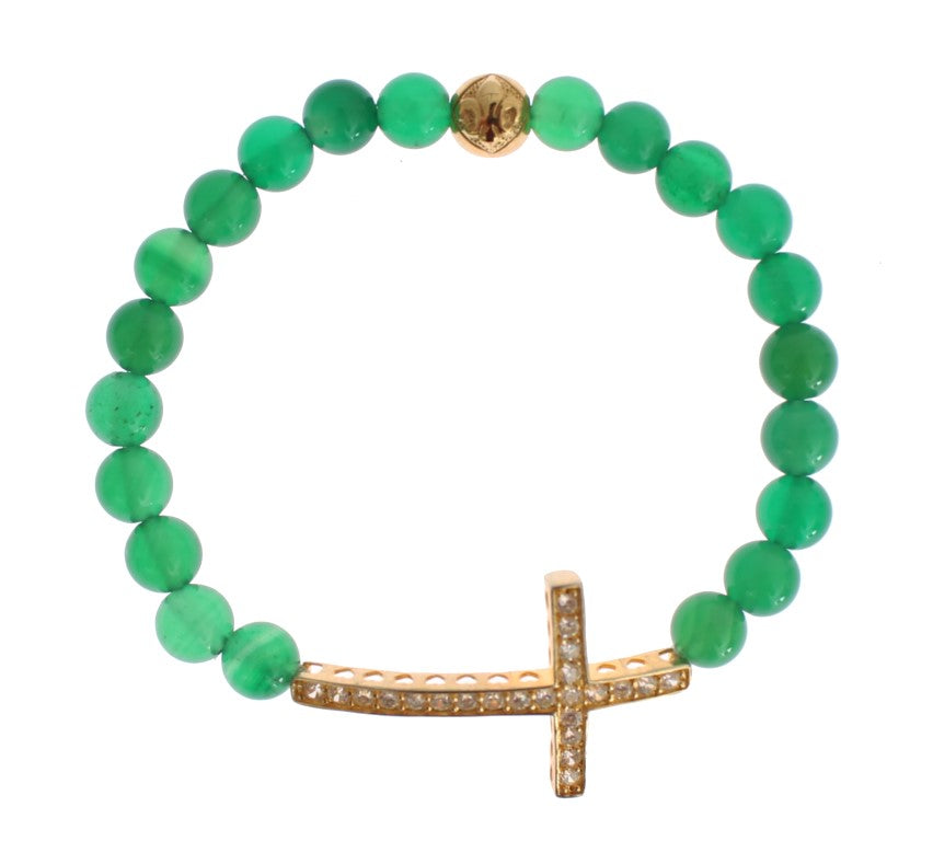 Elegant Green Jade Bead & Gold Plated Bracelet - SEHABRANDS