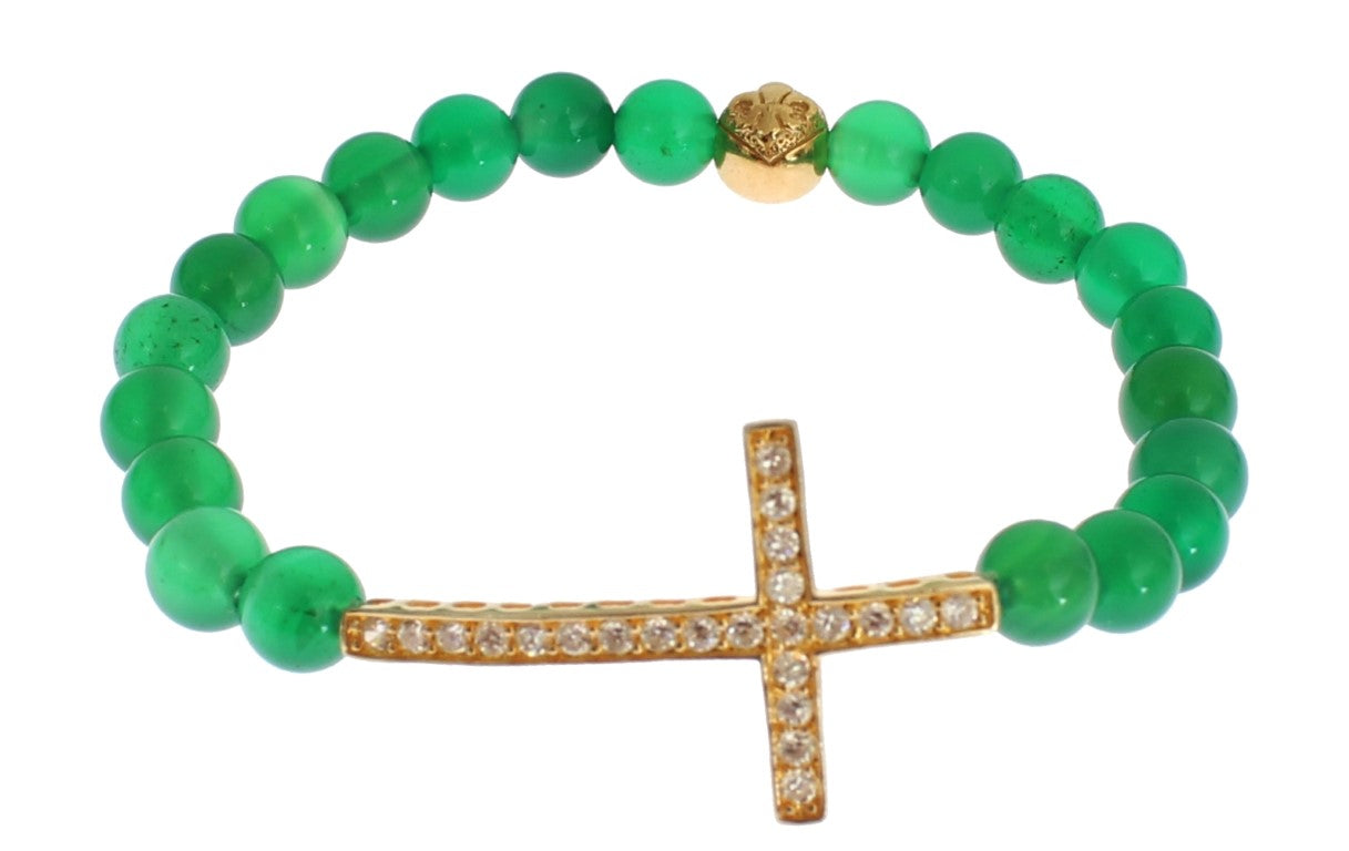 Elegant Green Jade Bead & Gold Plated Bracelet - SEHABRANDS