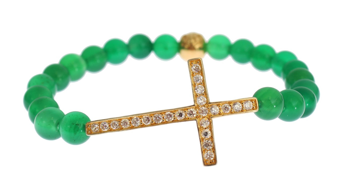 Elegant Green Jade Bead & Gold Plated Bracelet - SEHABRANDS