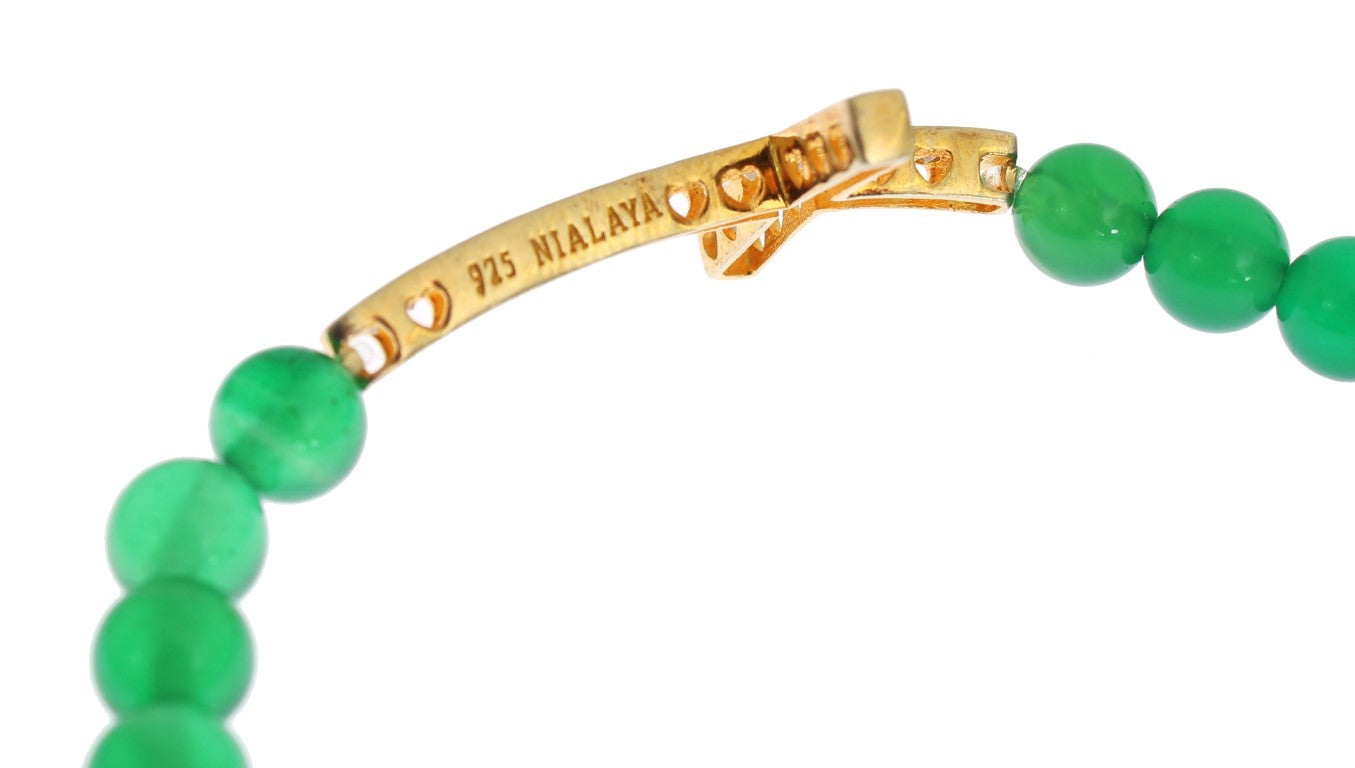 Elegant Green Jade Bead & Gold Plated Bracelet - SEHABRANDS