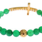 Elegant Green Jade Bead & Gold Plated Bracelet - SEHABRANDS