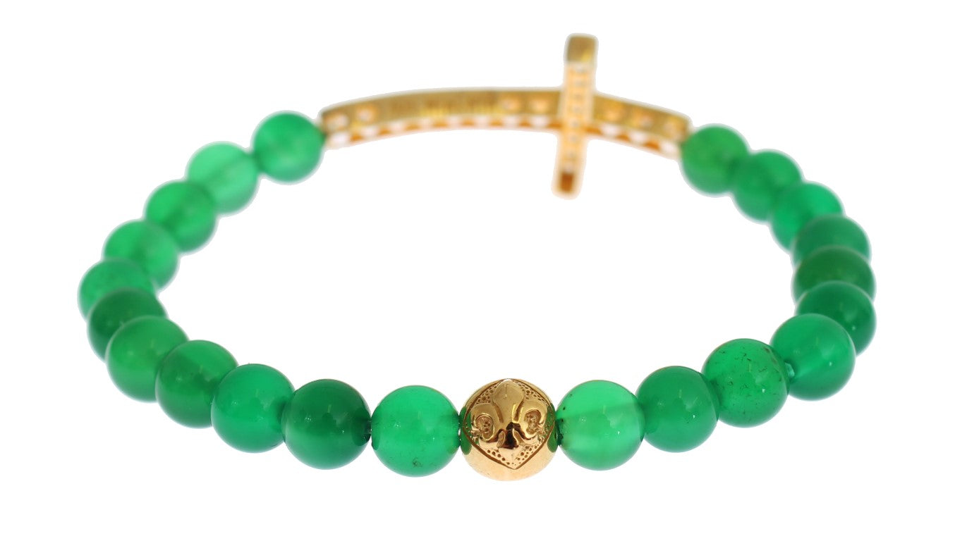 Elegant Green Jade Bead & Gold Plated Bracelet - SEHABRANDS