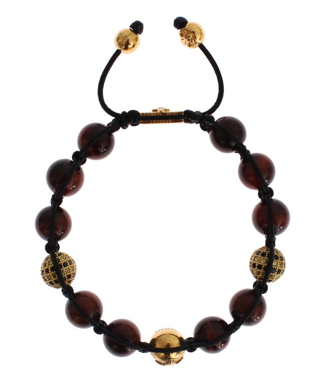 Radiant Red Tiger Eye & CZ Gold Bracelet - SEHABRANDS