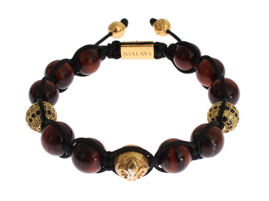 Radiant Red Tiger Eye & CZ Gold Bracelet - SEHABRANDS