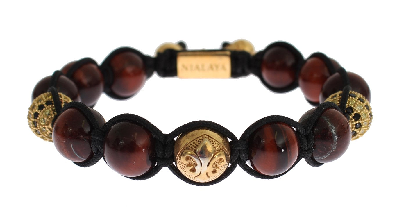 Radiant Red Tiger Eye & CZ Gold Bracelet - SEHABRANDS