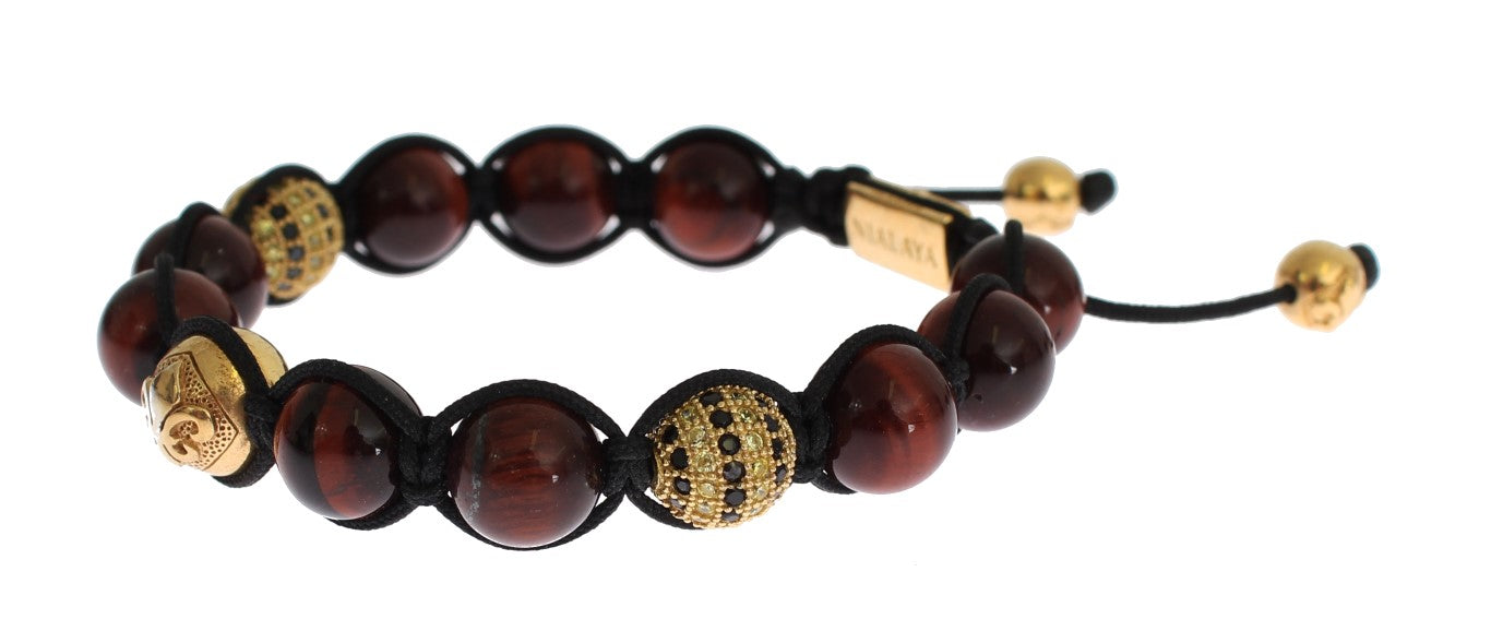 Radiant Red Tiger Eye & CZ Gold Bracelet - SEHABRANDS