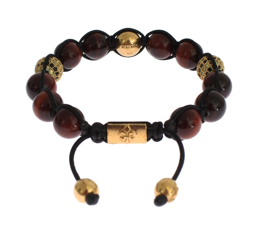 Radiant Red Tiger Eye & CZ Gold Bracelet - SEHABRANDS