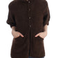 Elegant Short Sleeved Brown Cardigan - SEHABRANDS