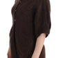 Elegant Short Sleeved Brown Cardigan - SEHABRANDS