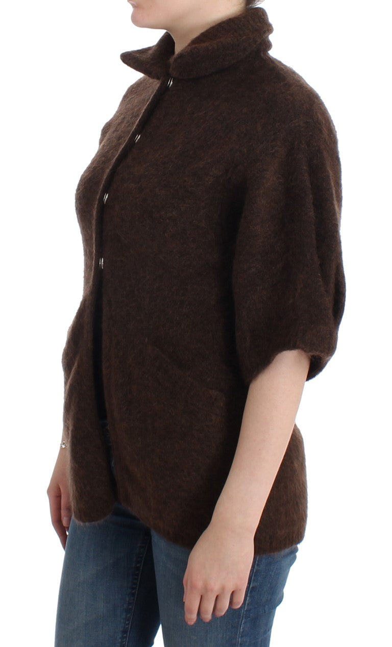 Elegant Short Sleeved Brown Cardigan - SEHABRANDS