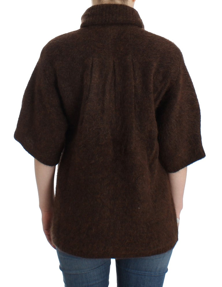 Elegant Short Sleeved Brown Cardigan - SEHABRANDS