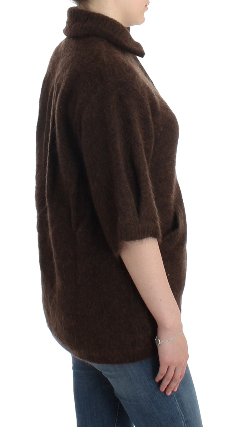 Elegant Short Sleeved Brown Cardigan - SEHABRANDS