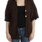 Elegant Short Sleeved Brown Cardigan - SEHABRANDS