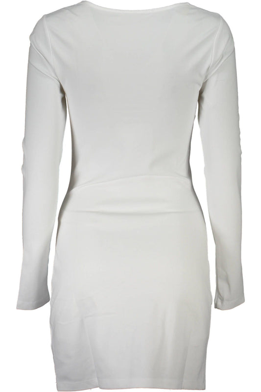 Chic White Embroidered Square Neck Dress